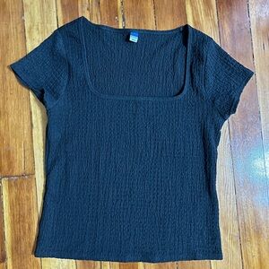 Old Navy Black Textured Short Sleeve Top